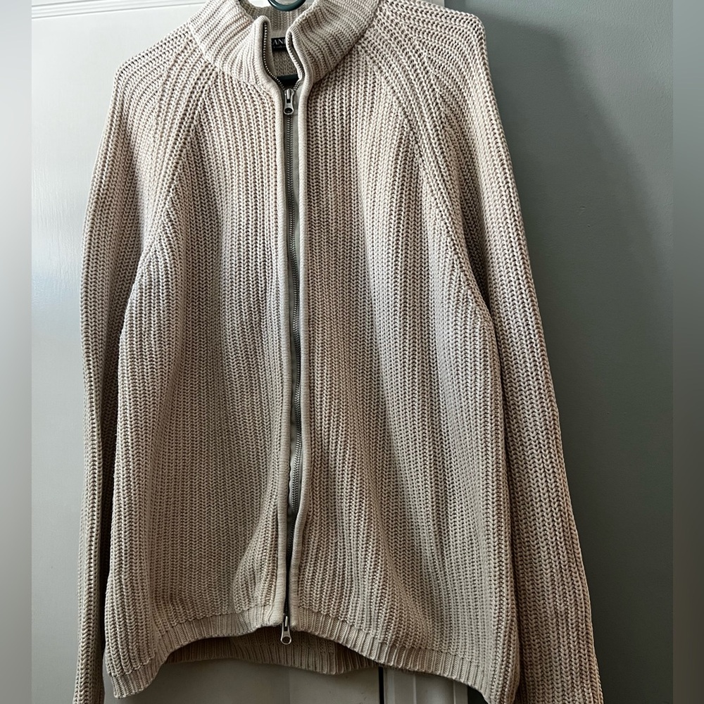 Brandini Chunky crème zip up cardigan. Made in Australia.